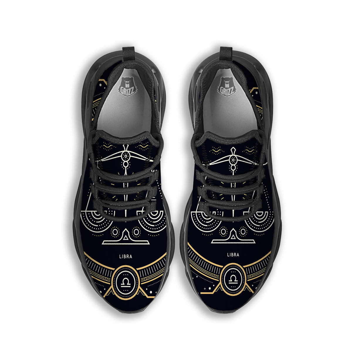 Zodiac Sign Vintage Libra Print Black Running Shoes-grizzshop