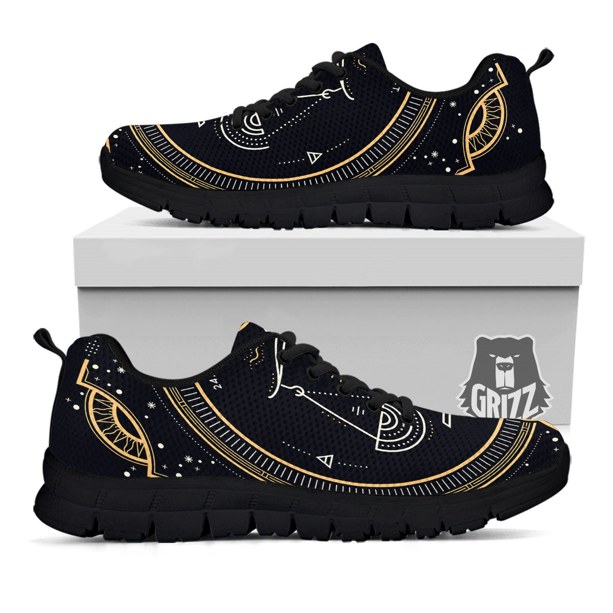 Zodiac Sign Vintage Libra Print Black Sneaker-grizzshop