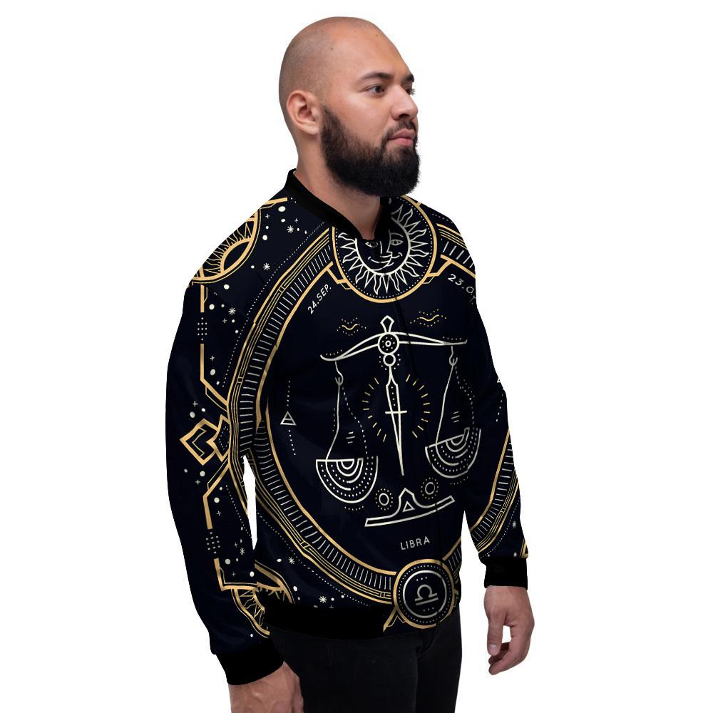 Zodiac Sign Vintage Libra Print Men's Bomber Jacket-grizzshop