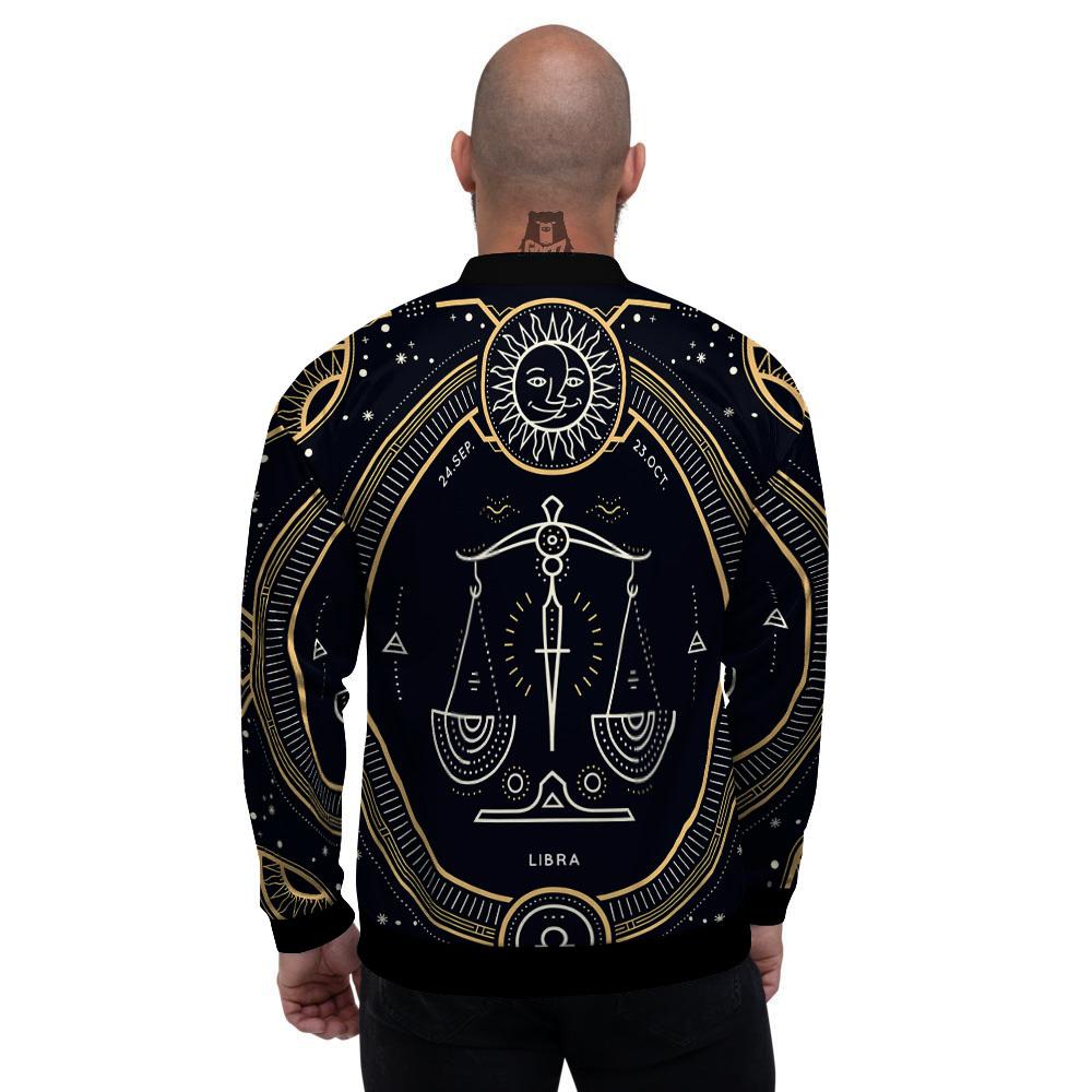 Zodiac Sign Vintage Libra Print Men's Bomber Jacket-grizzshop