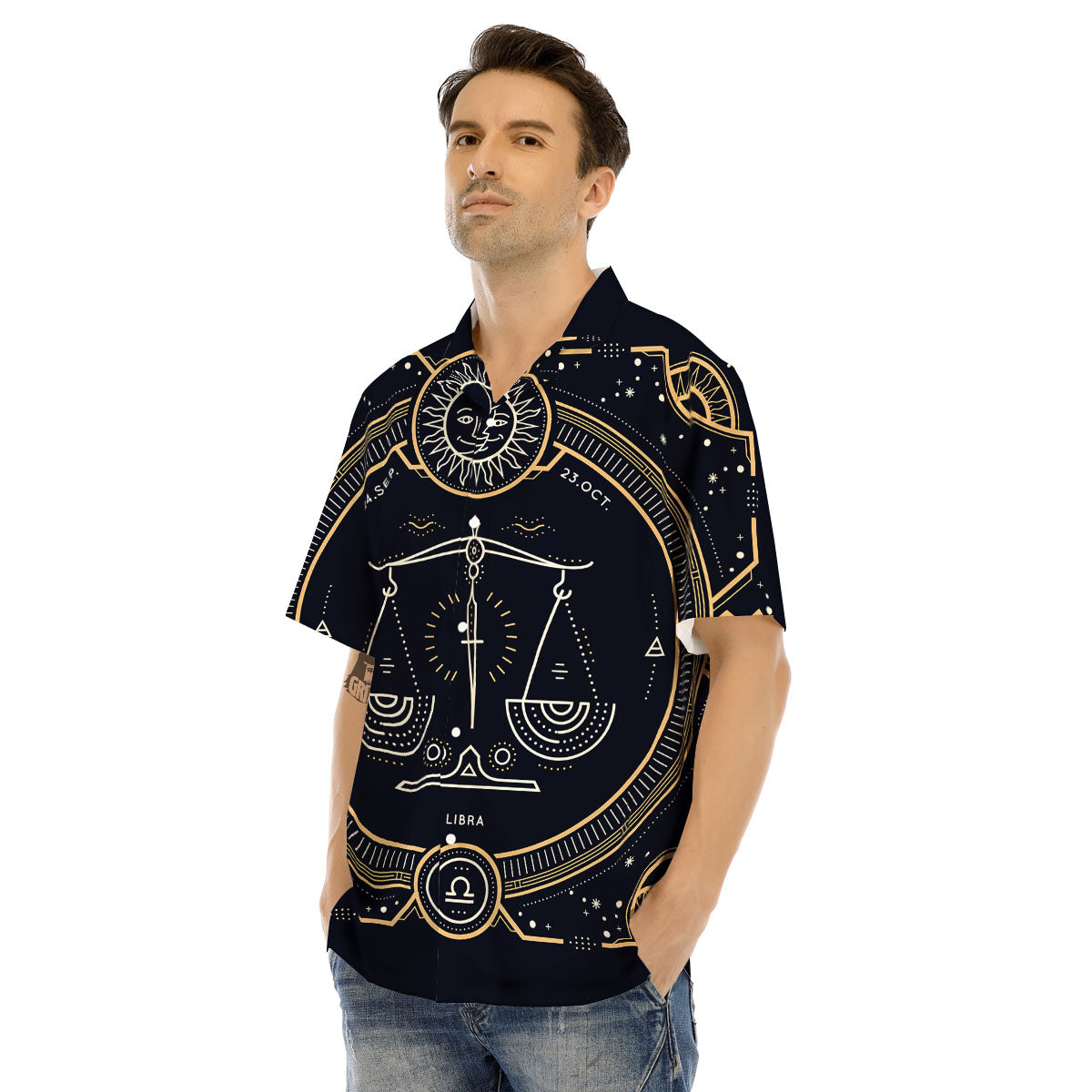 Zodiac Sign Vintage Libra Print Men's Hawaiian Shirt-grizzshop