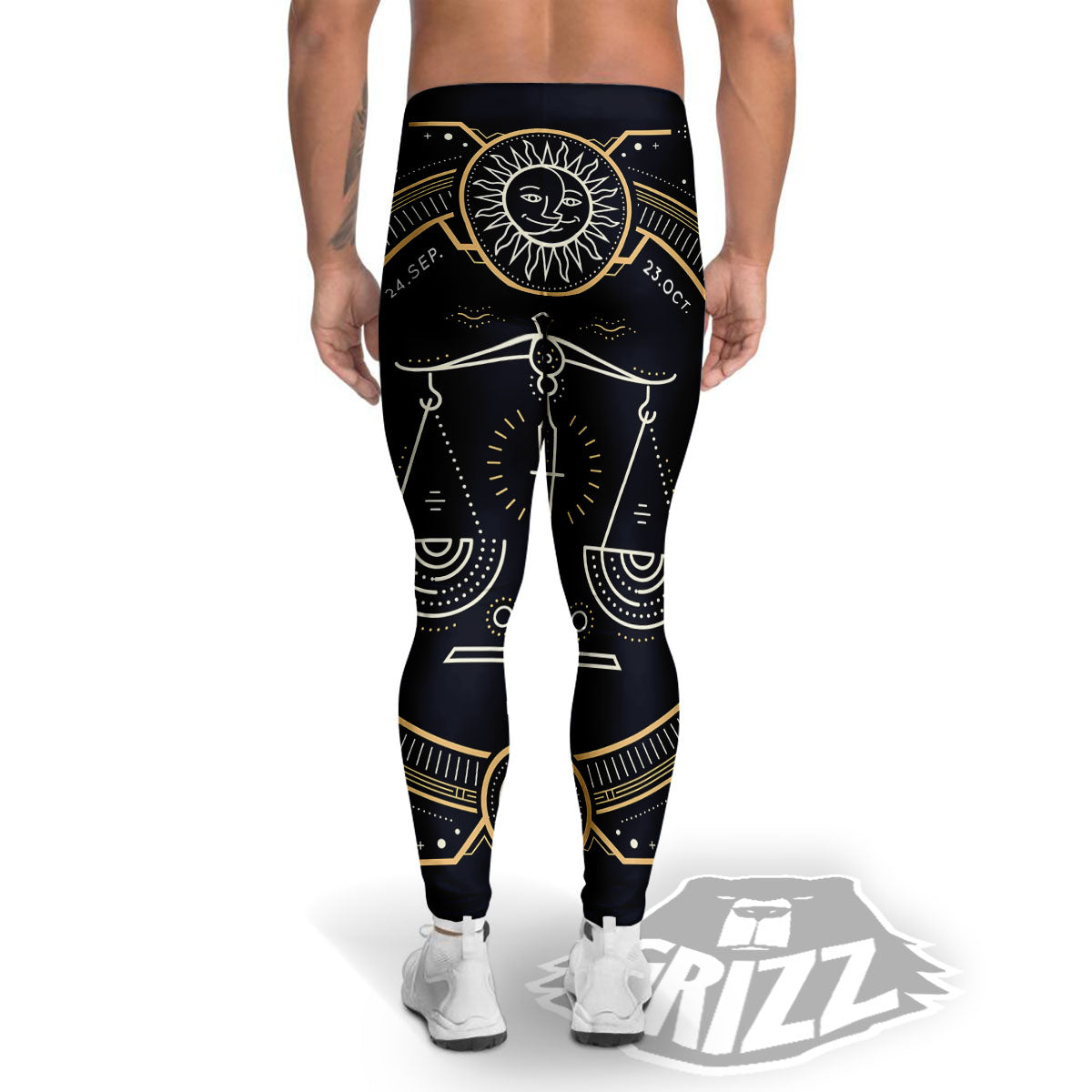 Zodiac Sign Vintage Libra Print Men's Leggings-grizzshop