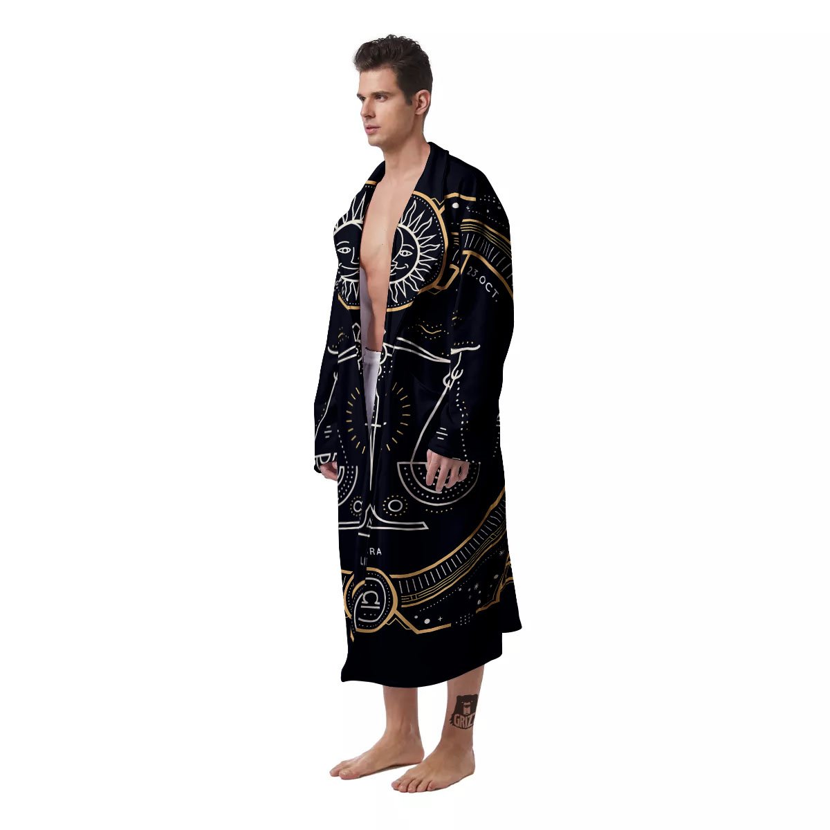 Zodiac Sign Vintage Libra Print Men's Robe-grizzshop