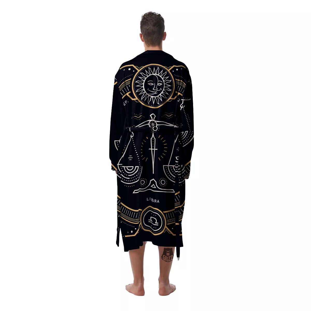 Zodiac Sign Vintage Libra Print Men's Robe-grizzshop