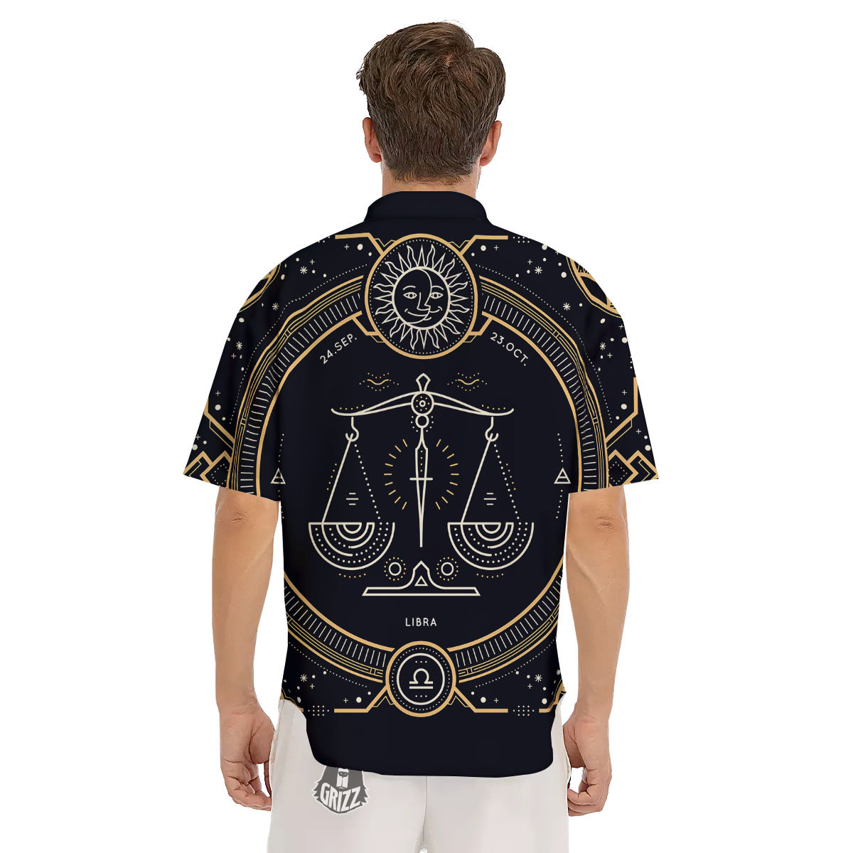 Zodiac Sign Vintage Libra Print Men's Short Sleeve Shirts-grizzshop