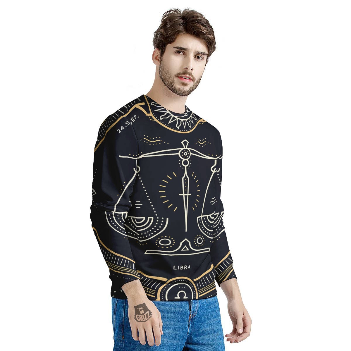 Zodiac Sign Vintage Libra Print Men's Sweatshirt-grizzshop