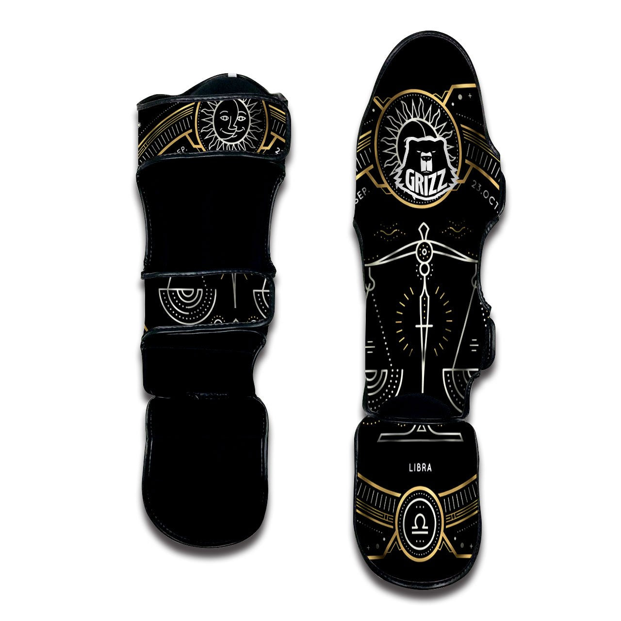 Zodiac Sign Vintage Libra Print Muay Thai Shin Guards-grizzshop