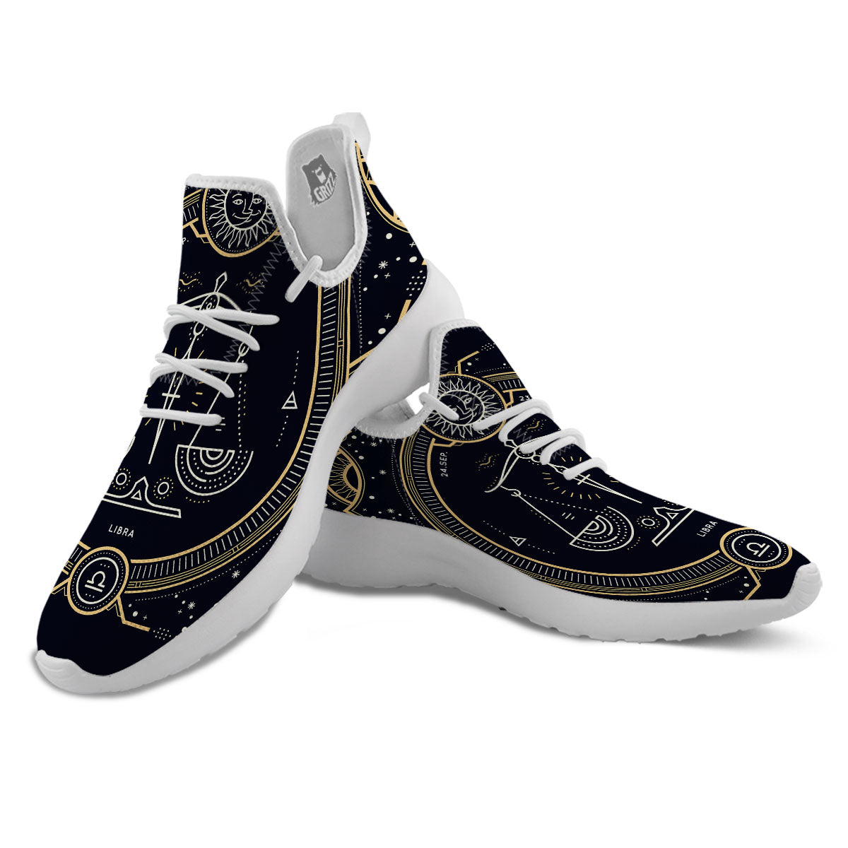 Zodiac Sign Vintage Libra Print White Athletic Shoes-grizzshop