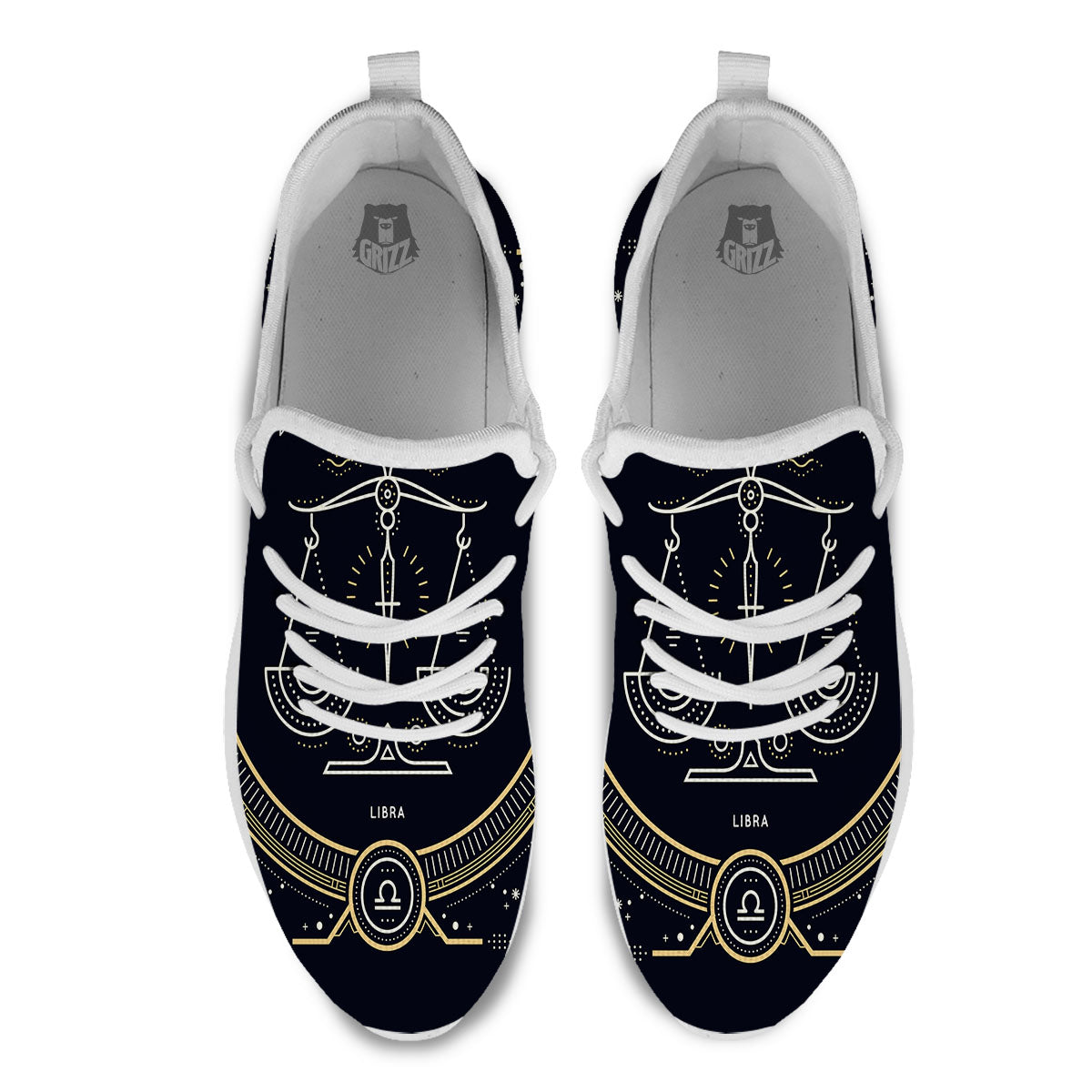 Zodiac Sign Vintage Libra Print White Athletic Shoes-grizzshop