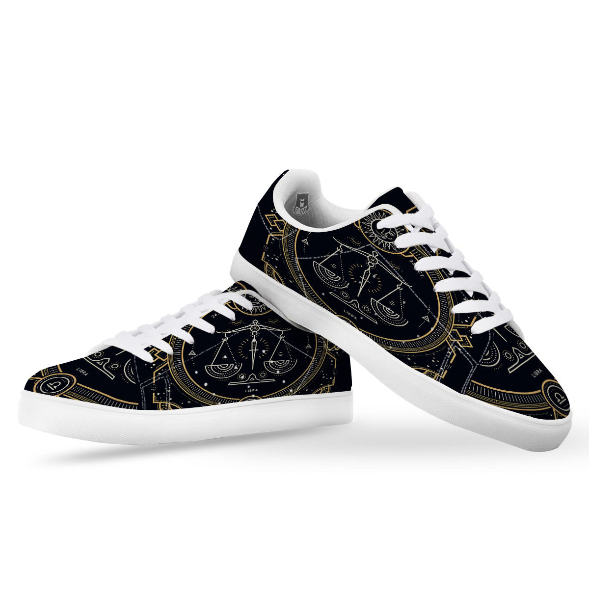 Zodiac Sign Vintage Libra Print White Low Top Sneakers-grizzshop