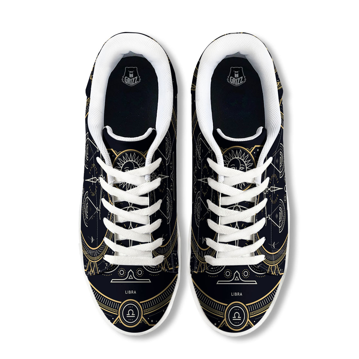 Zodiac Sign Vintage Libra Print White Low Top Sneakers-grizzshop
