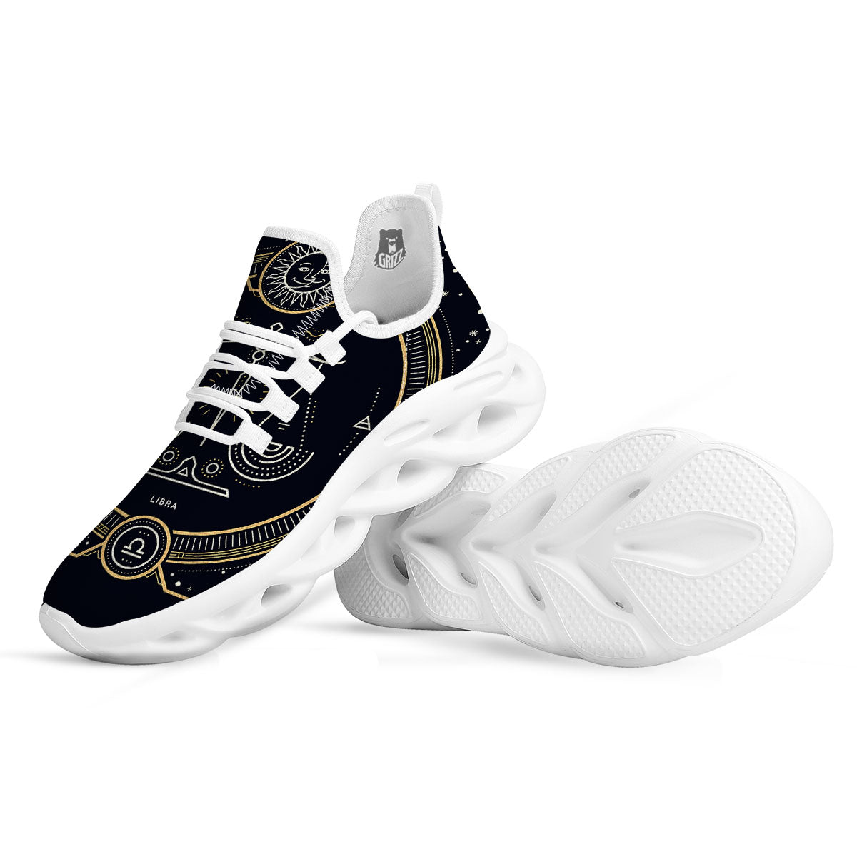 Zodiac Sign Vintage Libra Print White Running Shoes-grizzshop