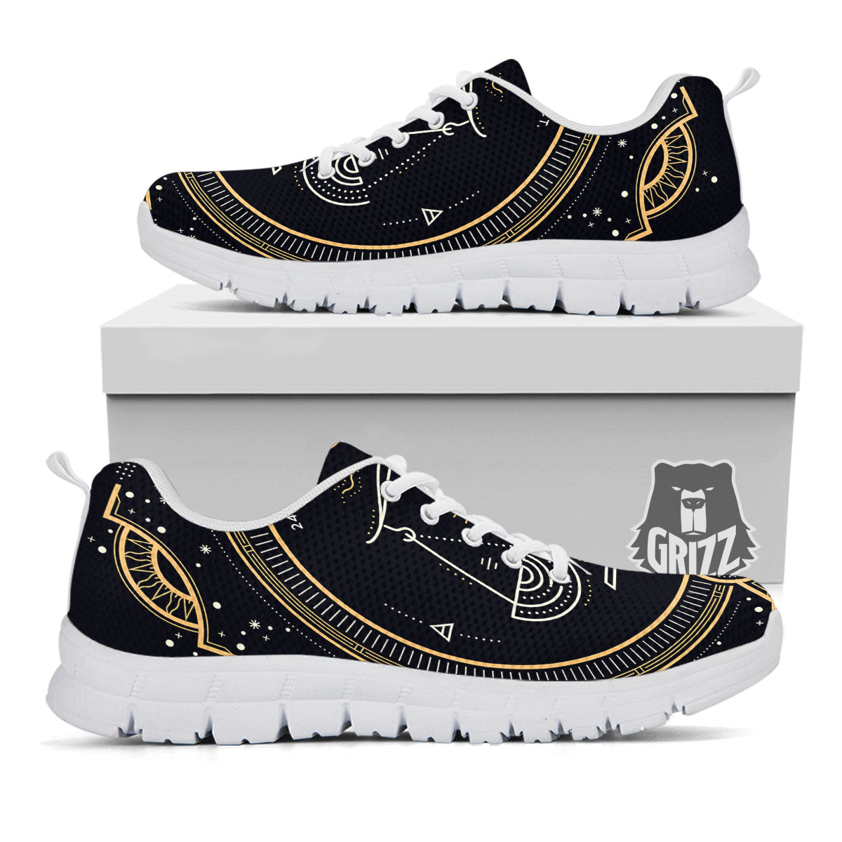 Zodiac Sign Vintage Libra Print White Sneaker-grizzshop