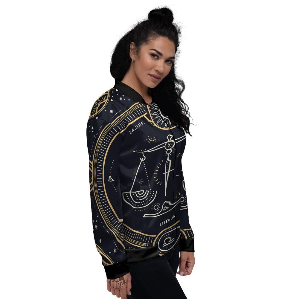 Zodiac Sign Vintage Libra Print Women's Bomber Jacket-grizzshop