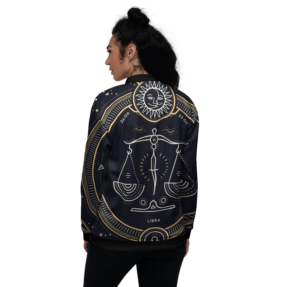Zodiac Sign Vintage Libra Print Women's Bomber Jacket-grizzshop