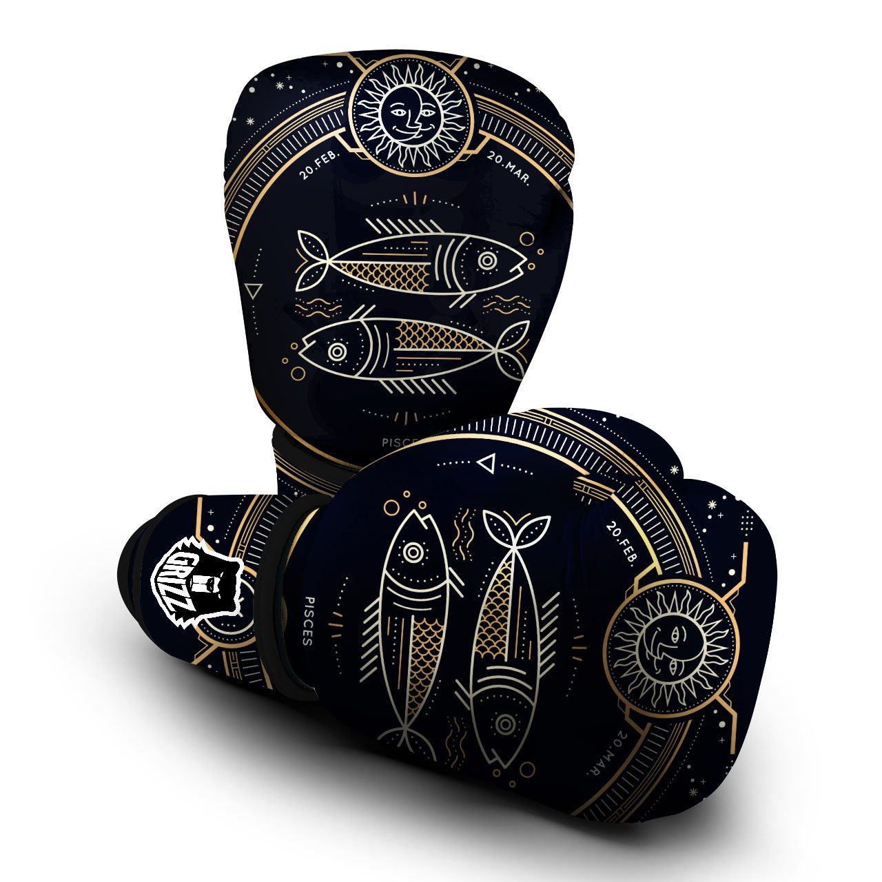Zodiac Sign Vintage Pisces Print Boxing Gloves-grizzshop