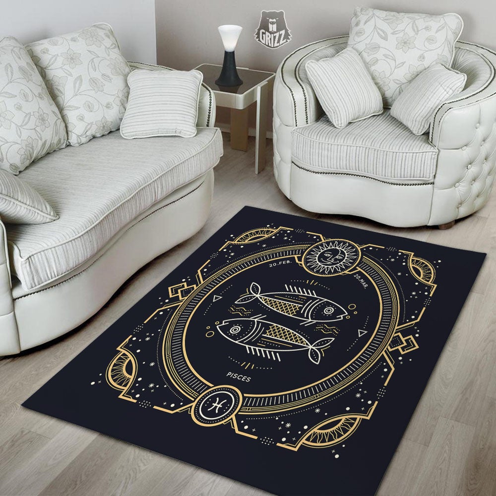 Zodiac Sign Vintage Pisces Print Floor Mat-grizzshop