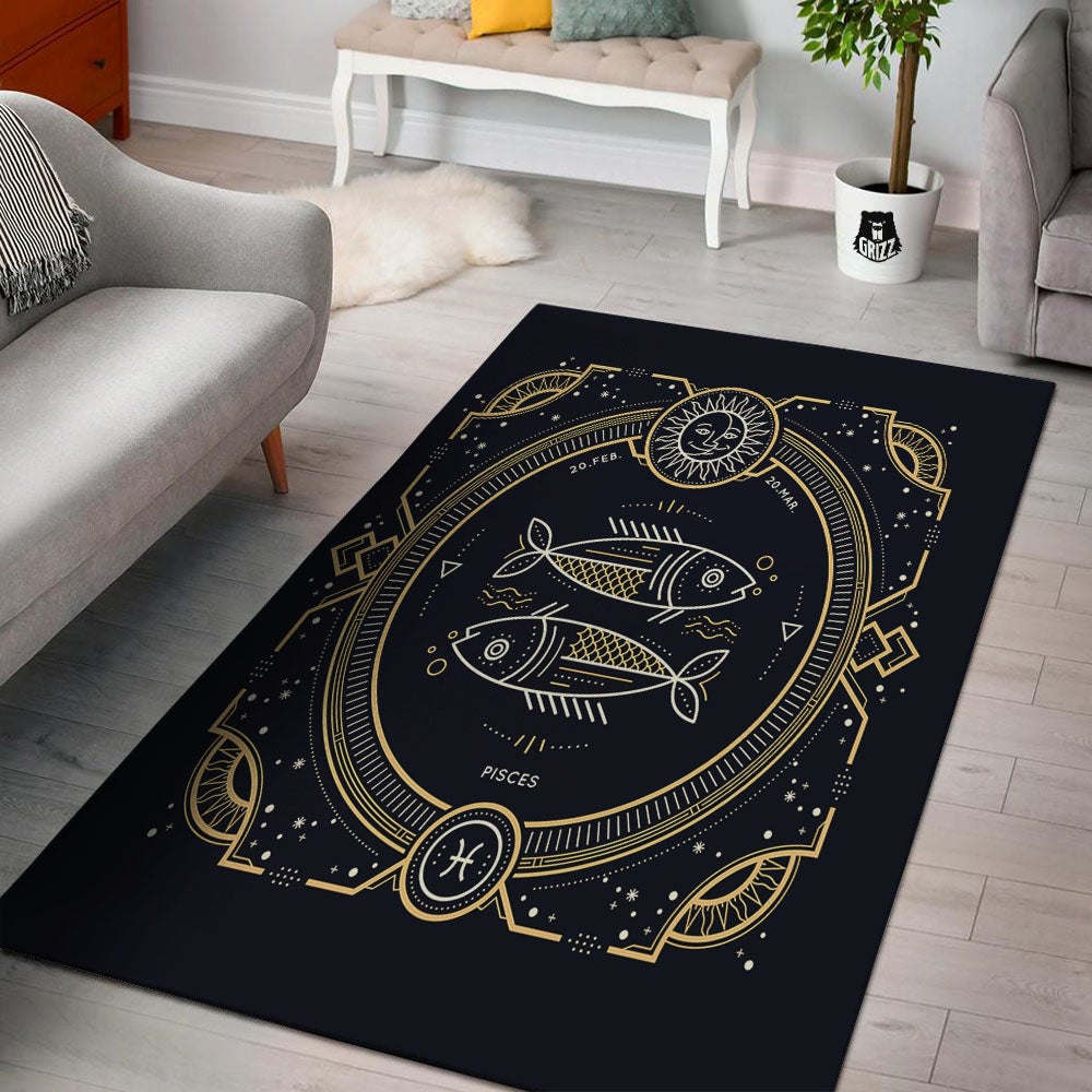 Zodiac Sign Vintage Pisces Print Floor Mat-grizzshop