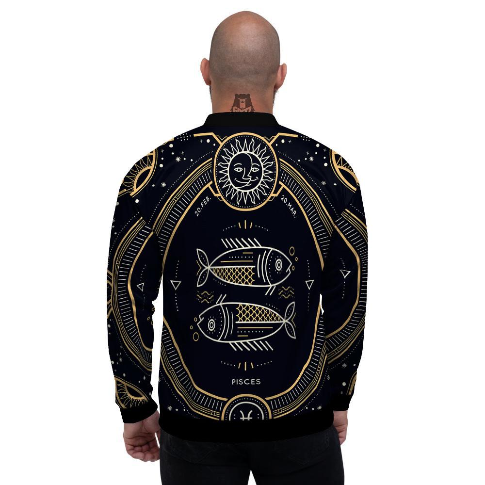Zodiac Sign Vintage Pisces Print Men's Bomber Jacket-grizzshop