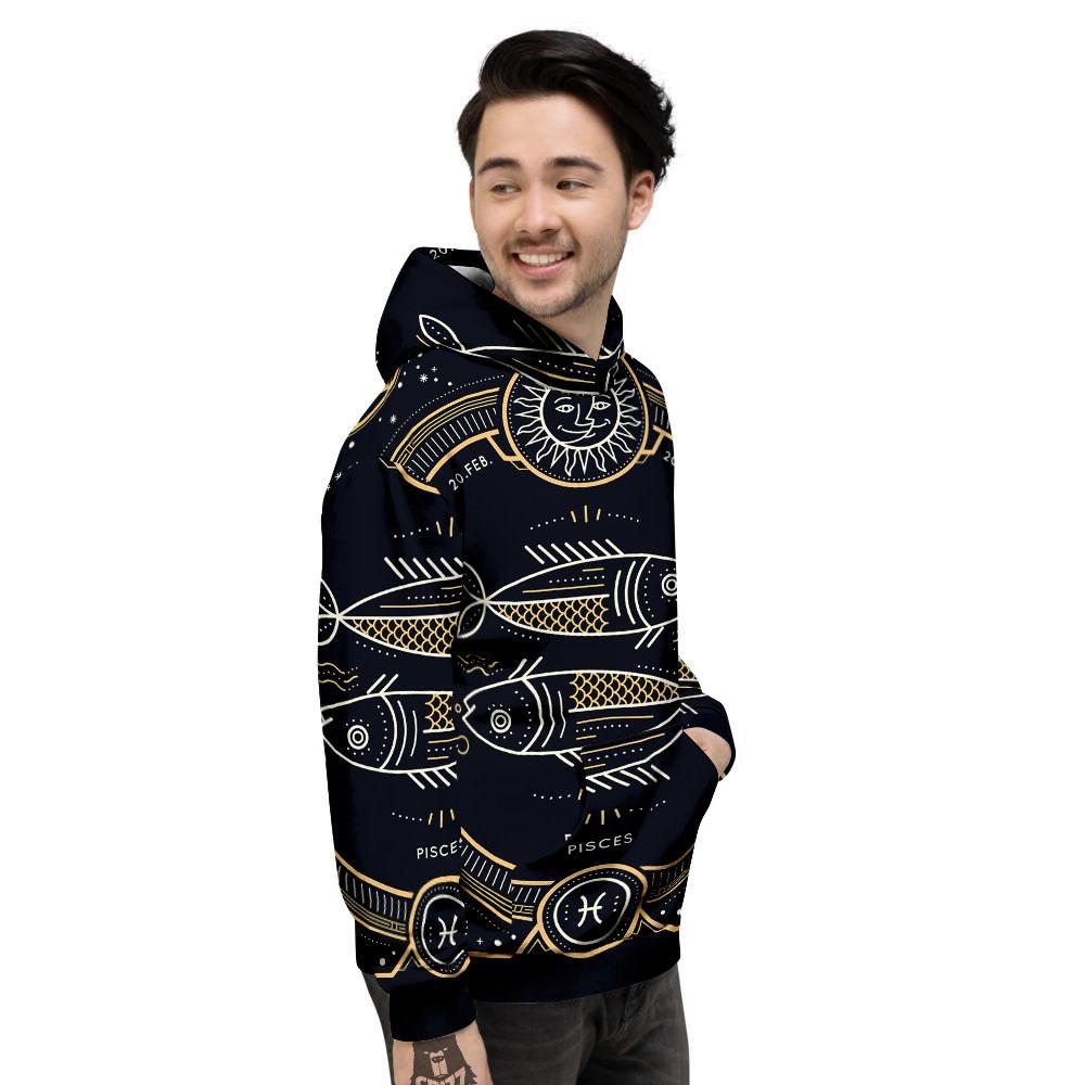 Zodiac Sign Vintage Pisces Print Men's Hoodie-grizzshop