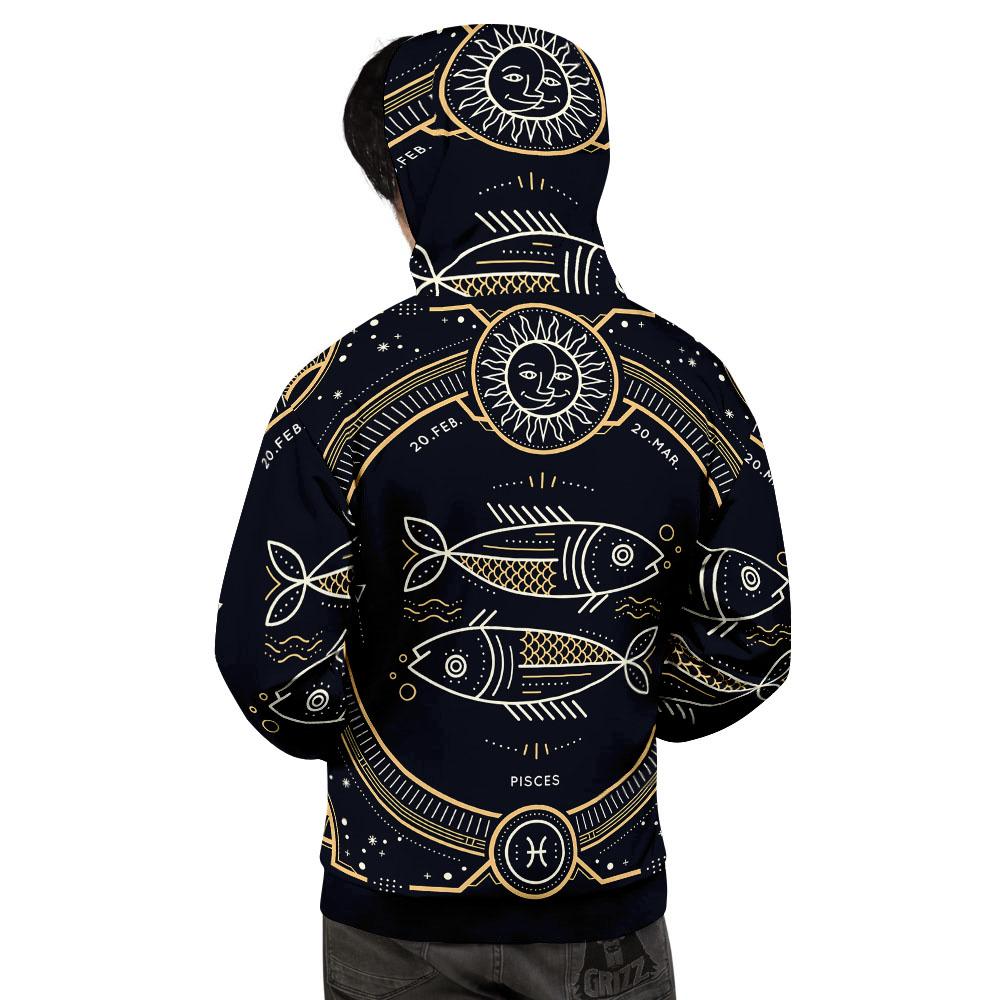Zodiac Sign Vintage Pisces Print Men's Hoodie-grizzshop