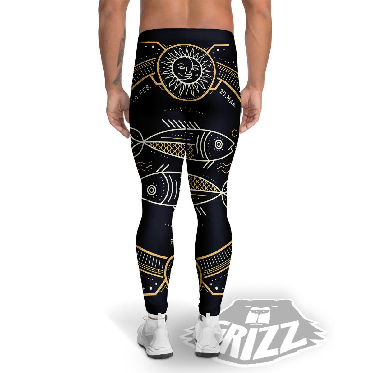 Zodiac Sign Vintage Pisces Print Men's Leggings-grizzshop