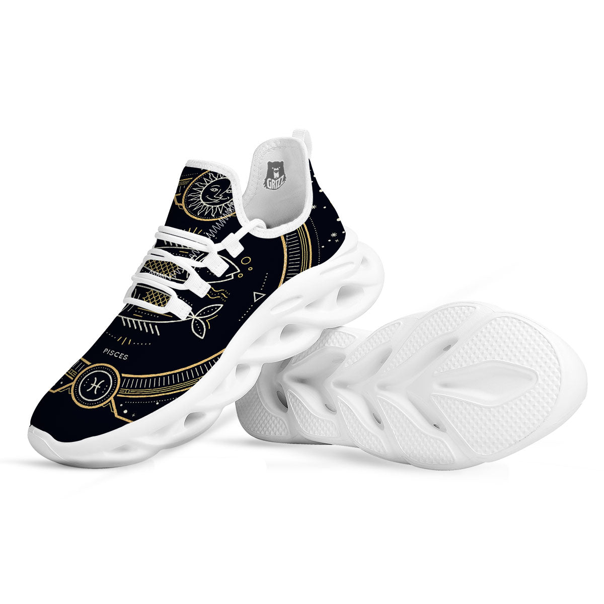 Zodiac Sign Vintage Pisces Print White Running Shoes-grizzshop