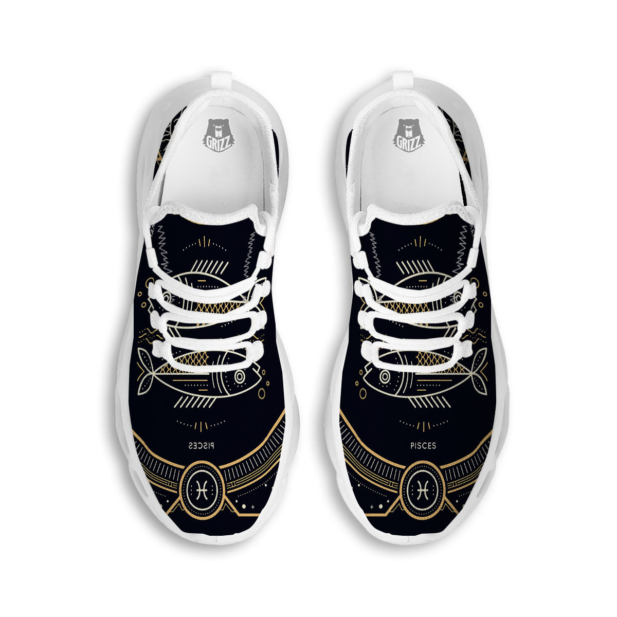Zodiac Sign Vintage Pisces Print White Running Shoes-grizzshop