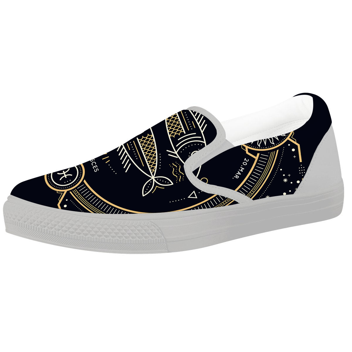 Zodiac Sign Vintage Pisces Print White Slip On Shoes-grizzshop