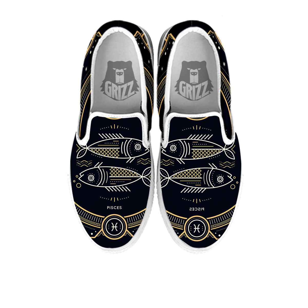 Zodiac Sign Vintage Pisces Print White Slip On Shoes-grizzshop