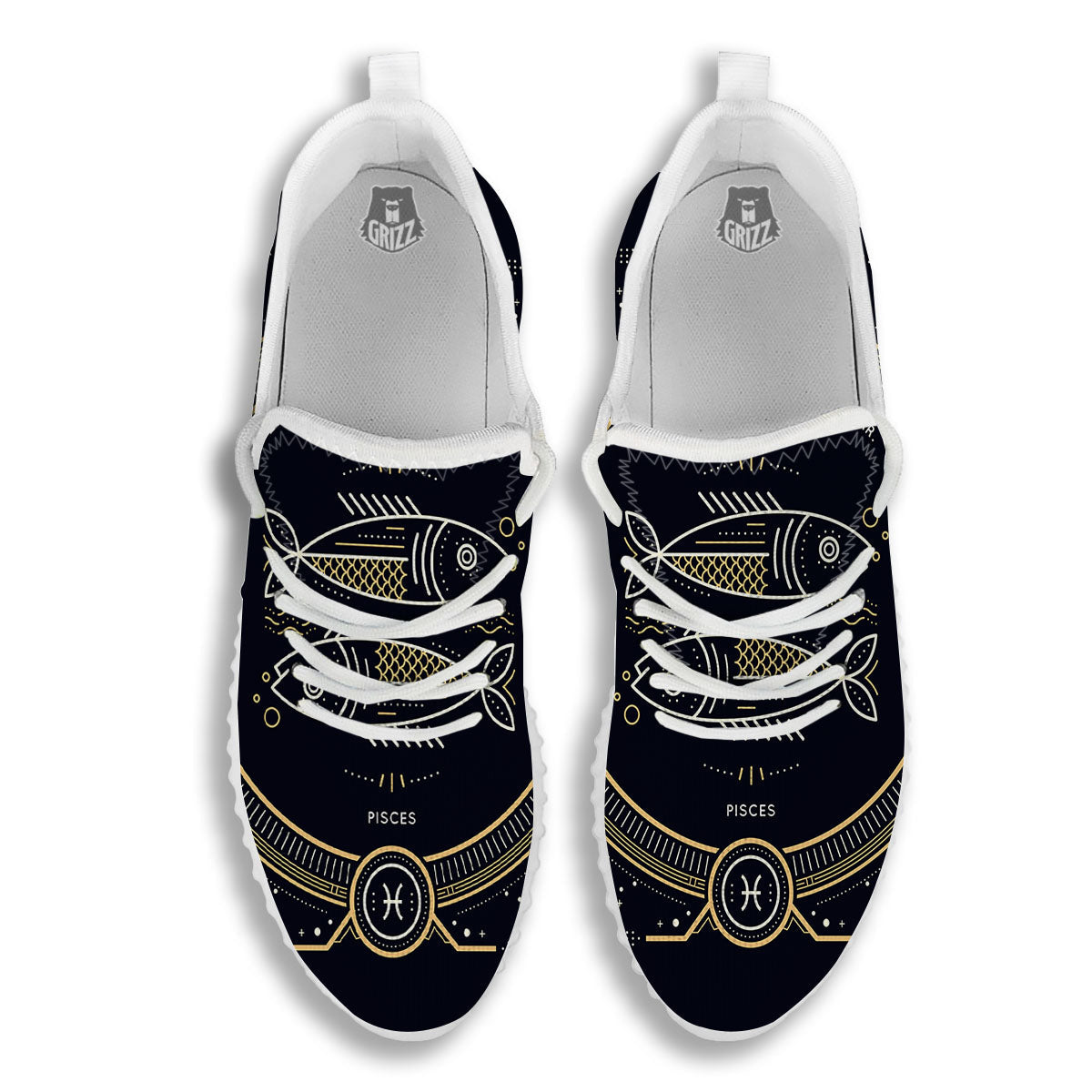 Zodiac Sign Vintage Pisces Print White Walking Shoes-grizzshop