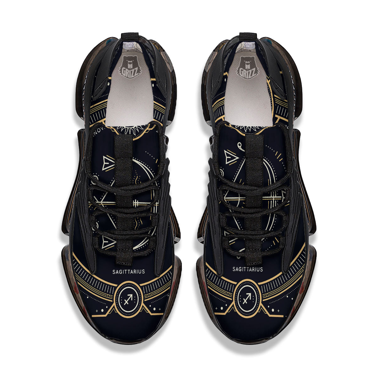 Zodiac Sign Vintage Sagittarius Print Black Gym Shoes-grizzshop