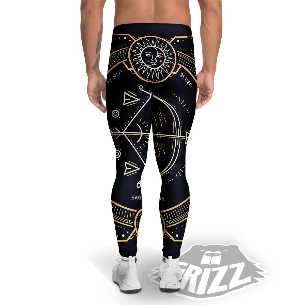 Zodiac Sign Vintage Sagittarius Print Men's Leggings-grizzshop
