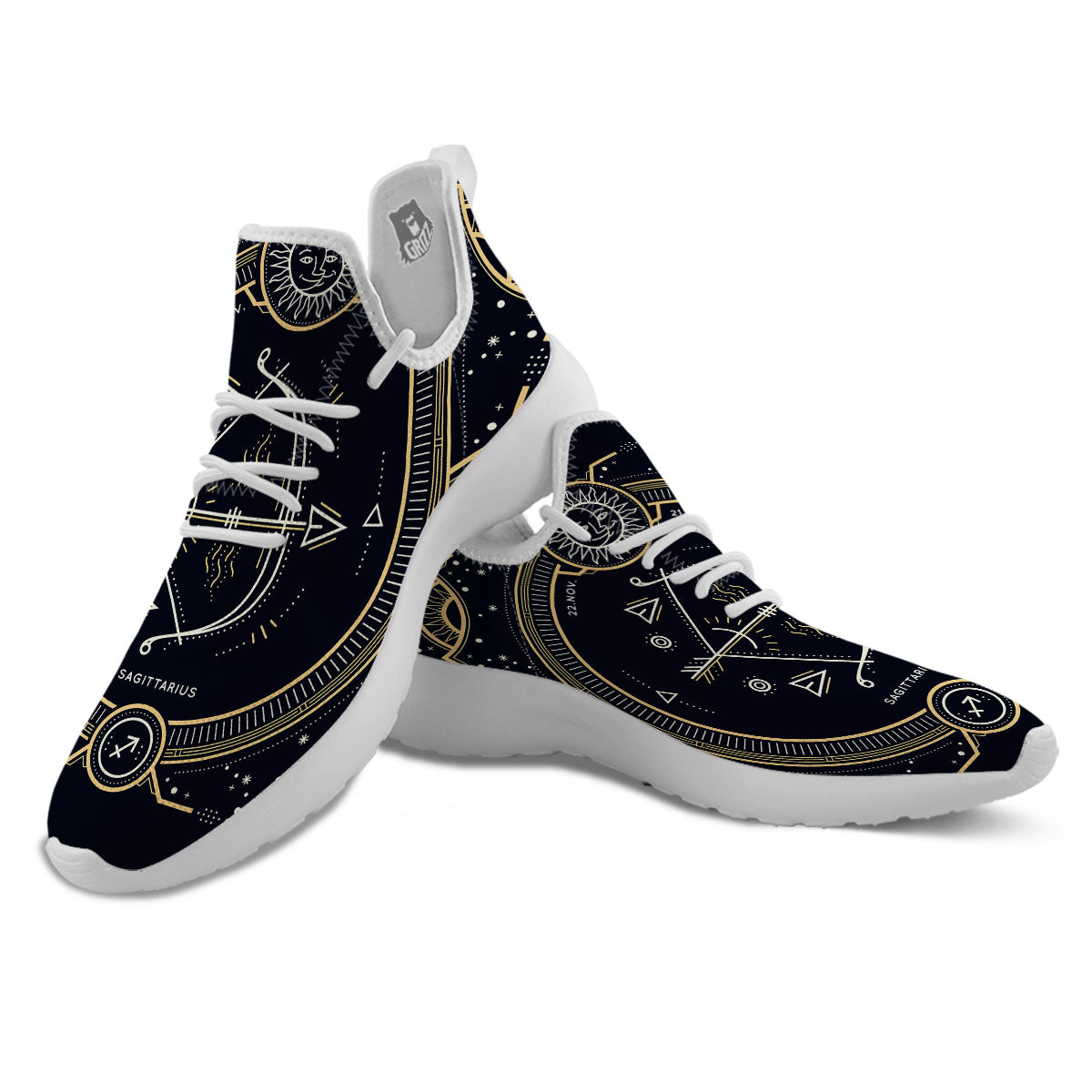 Zodiac Sign Vintage Sagittarius Print White Athletic Shoes-grizzshop