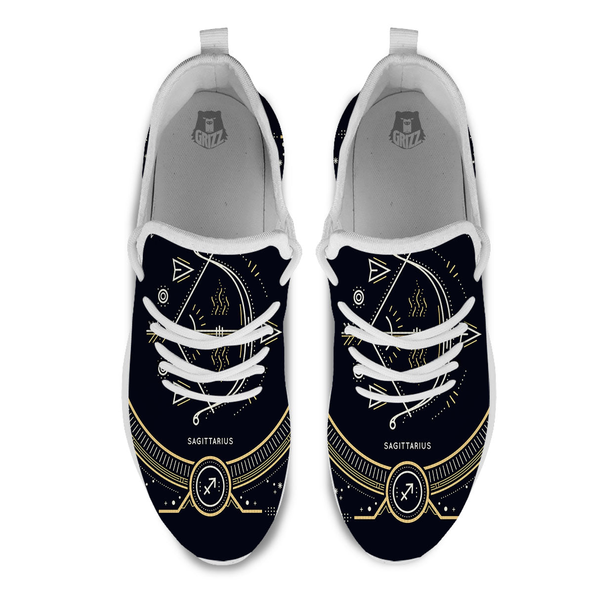 Zodiac Sign Vintage Sagittarius Print White Athletic Shoes-grizzshop