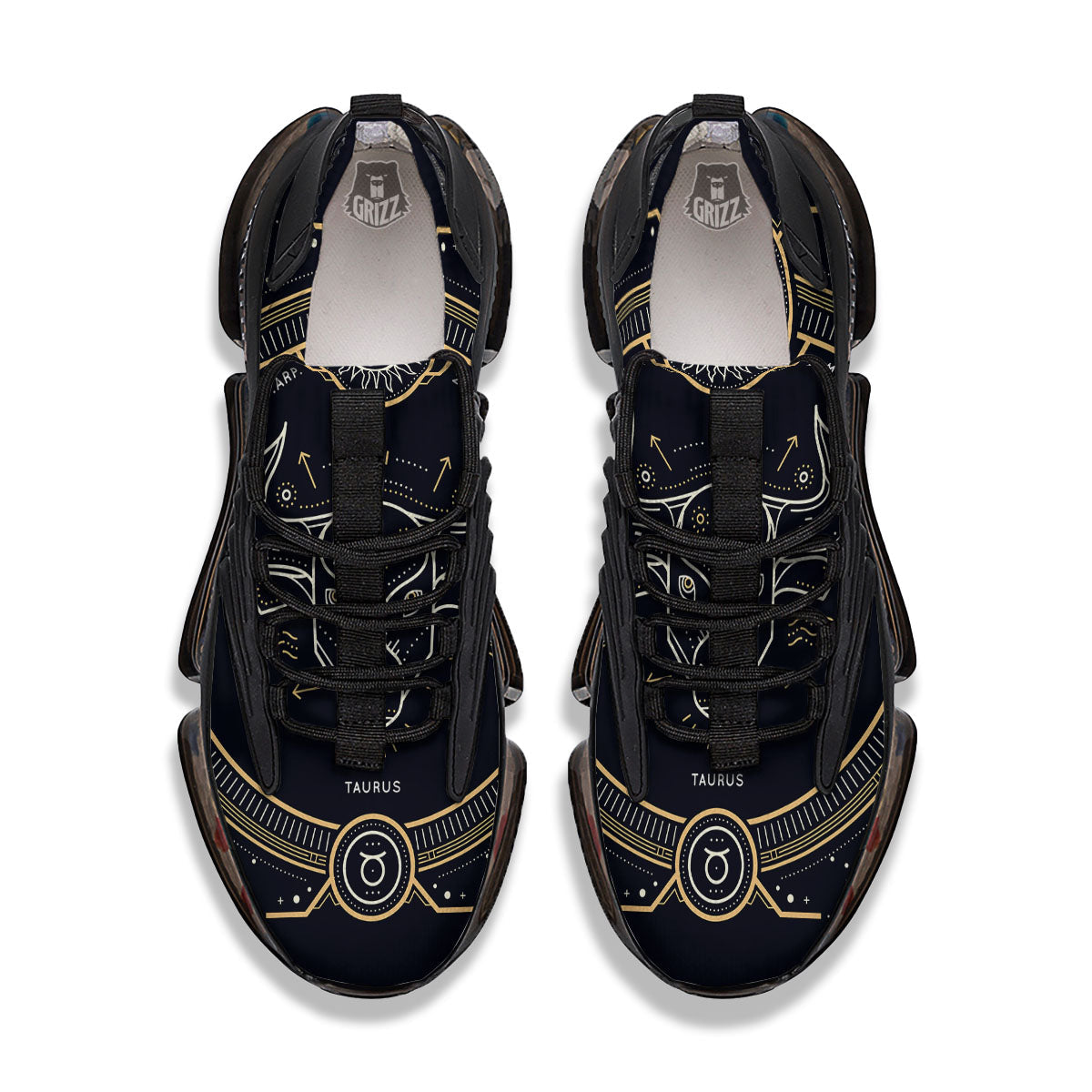 Zodiac Sign Vintage Taurus Print Black Gym Shoes-grizzshop
