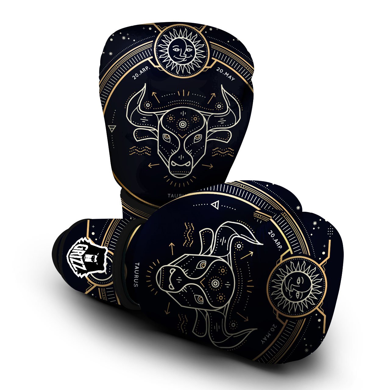 Zodiac Sign Vintage Taurus Print Boxing Gloves-grizzshop