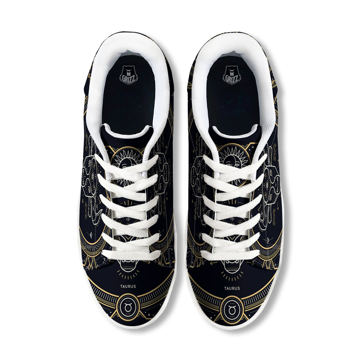Zodiac Sign Vintage Taurus Print White Low Top Sneakers-grizzshop