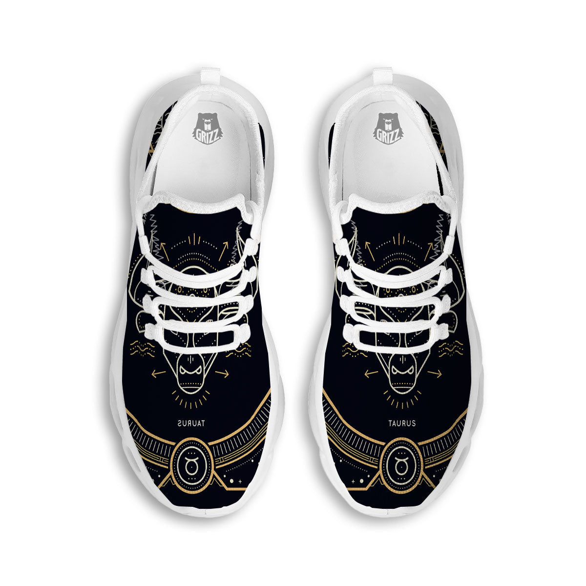 Zodiac Sign Vintage Taurus Print White Running Shoes-grizzshop