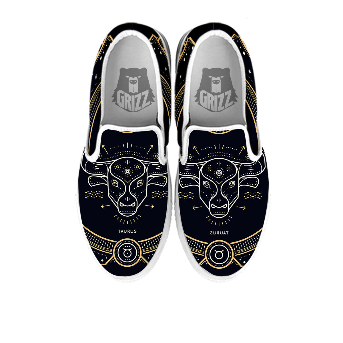 Zodiac Sign Vintage Taurus Print White Slip On Shoes-grizzshop