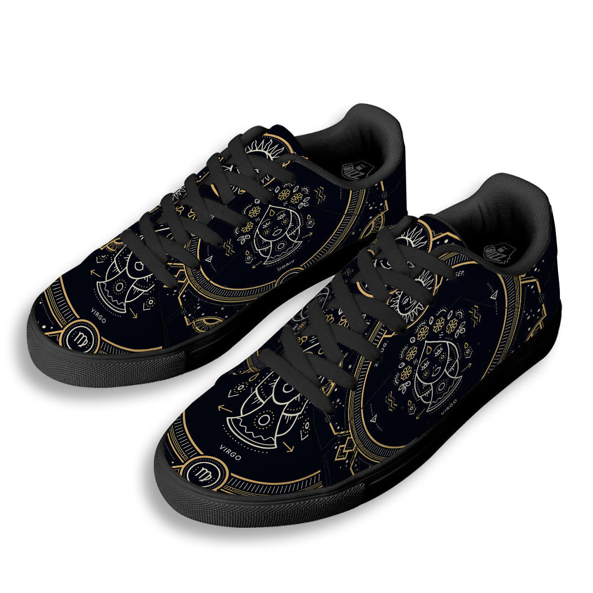 Zodiac Sign Vintage Virgo Print Black Low Top Sneakers-grizzshop