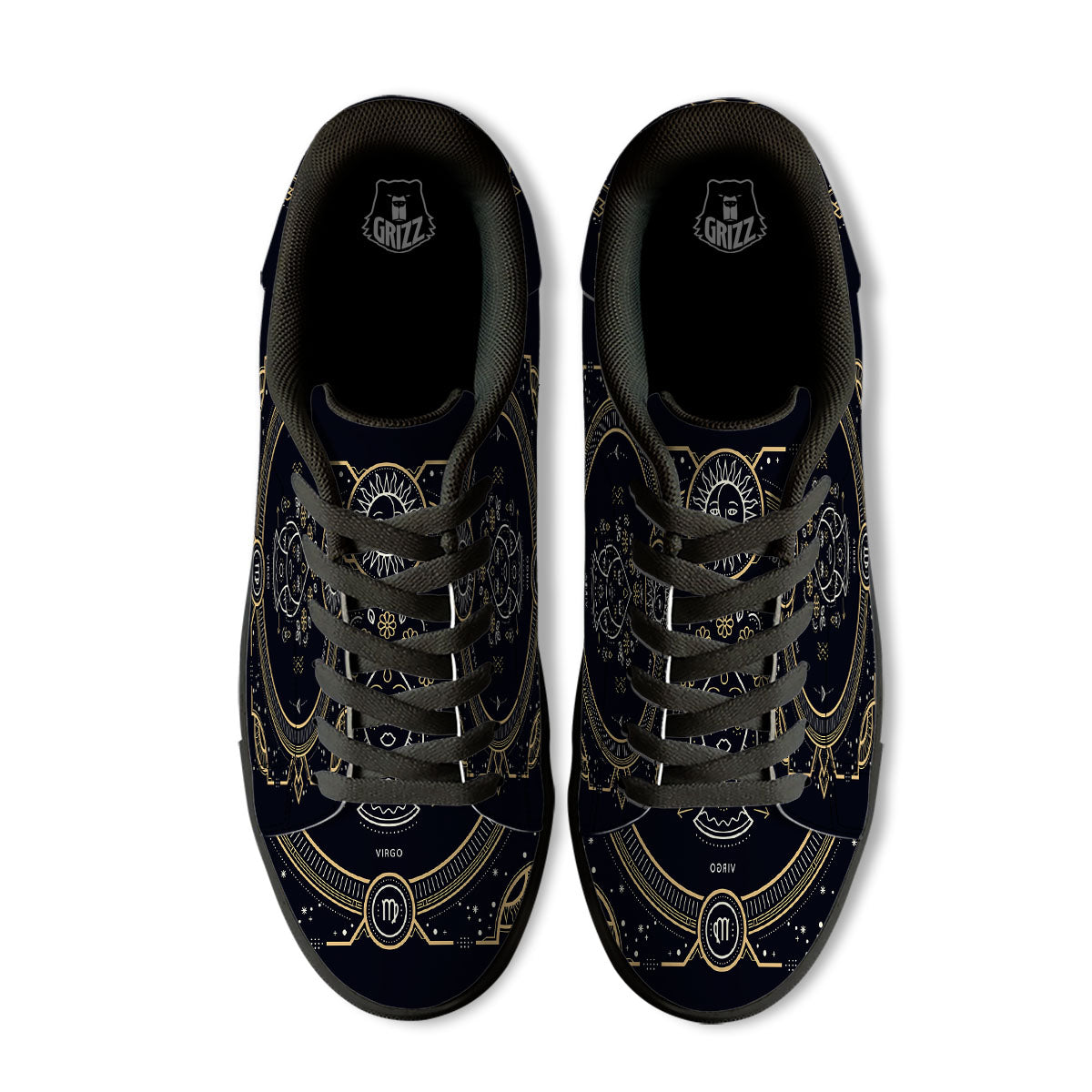 Zodiac Sign Vintage Virgo Print Black Low Top Sneakers-grizzshop