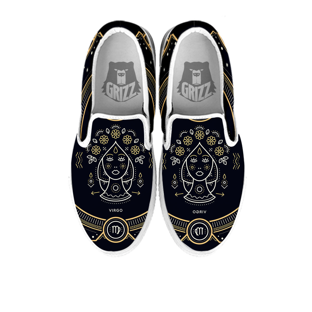 Zodiac Sign Vintage Virgo Print White Slip On Shoes-grizzshop