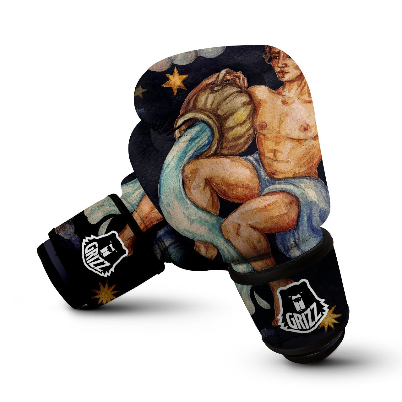 Zodiac Sign Watercolor Aquarius Print Boxing Gloves-grizzshop