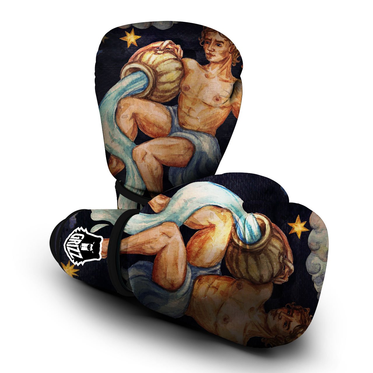 Zodiac Sign Watercolor Aquarius Print Boxing Gloves-grizzshop