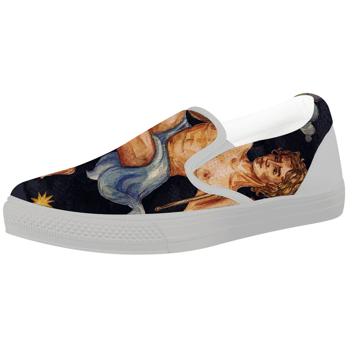 Zodiac Sign Watercolor Aquarius Print White Slip On Shoes-grizzshop