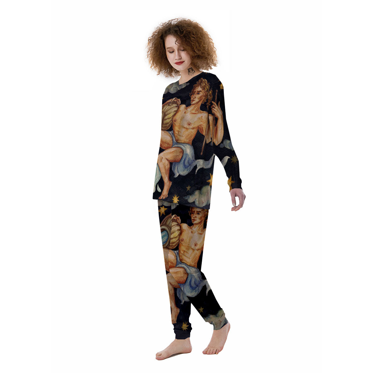 Zodiac Sign Watercolor Aquarius Print Women's Pajamas-grizzshop
