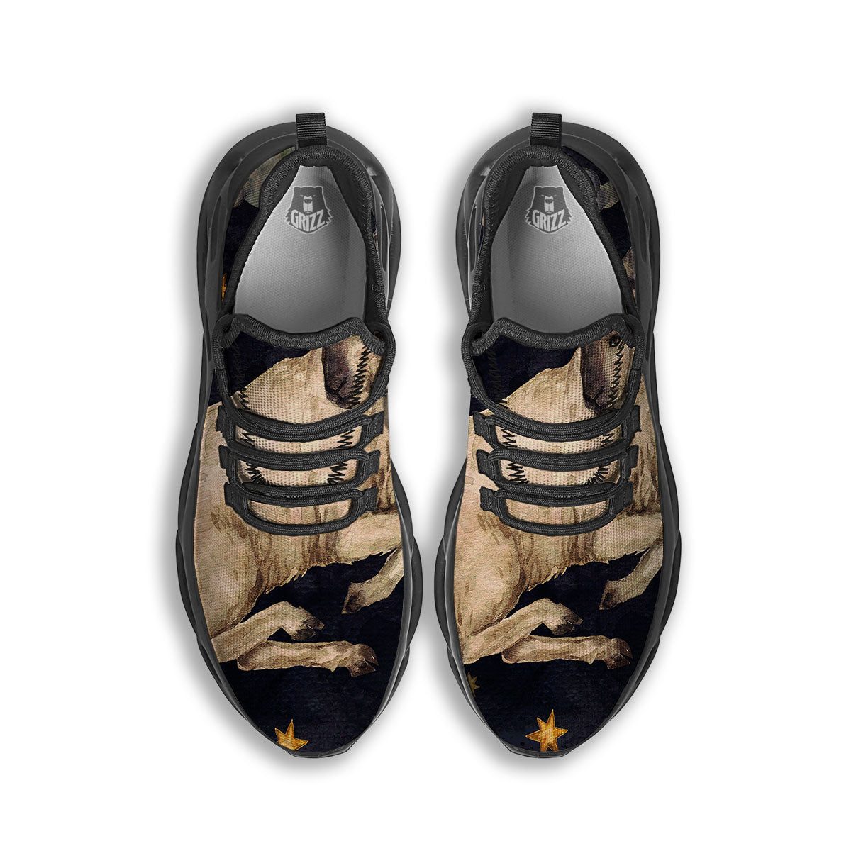 Zodiac Sign Watercolor Aries Print Black Running Shoes-grizzshop
