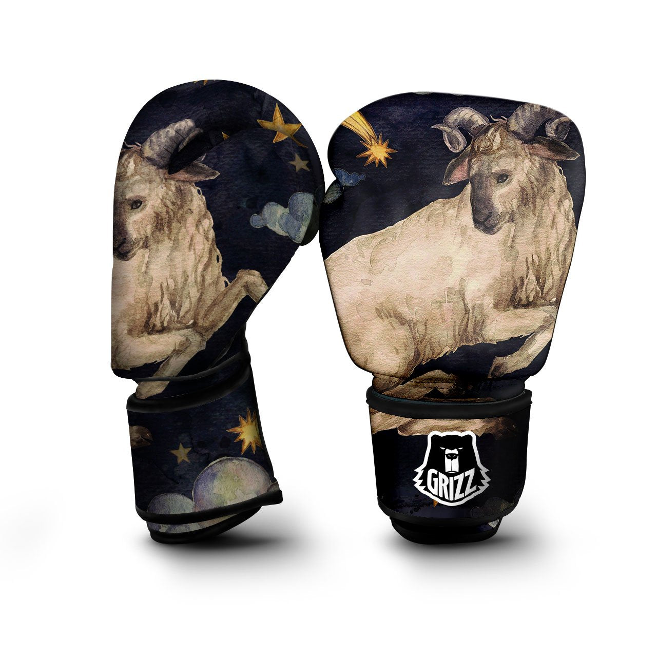 Zodiac Sign Watercolor Aries Print Boxing Gloves-grizzshop