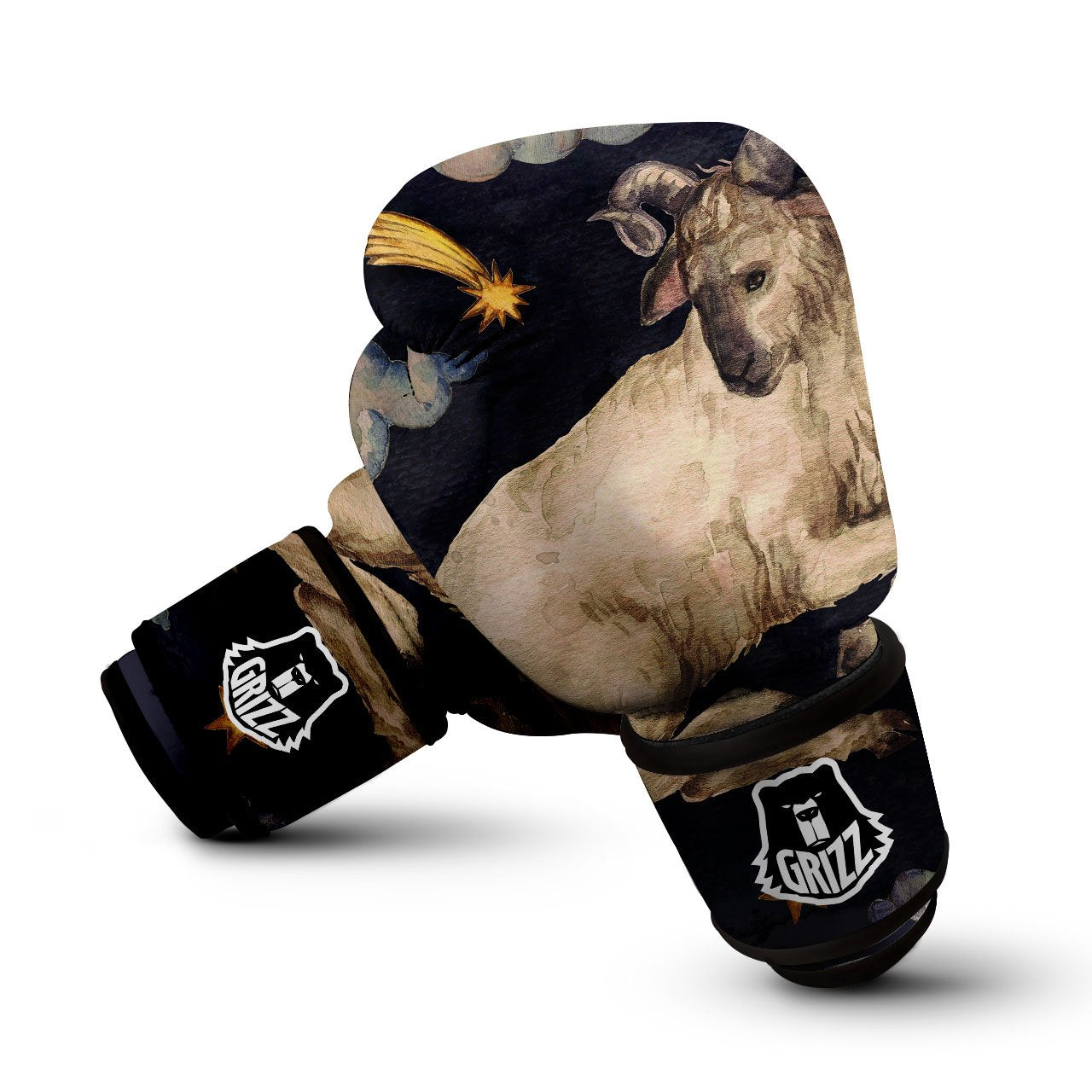 Zodiac Sign Watercolor Aries Print Boxing Gloves-grizzshop
